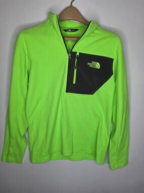 The North Face Quarter Zip Fleece Pullover Neon Green Men’s Small Outdoor Sport